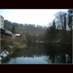 Bild 109 von 115 der Baubilder Blick auf's Oberwasser mit der ehemaligen Giesserei der Firma Blumer&Shne auf der linken Seite